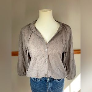 EVEREVE Paisley Embroidered Peasant Top w Puff Sleeves